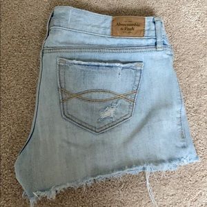 Abercrombie & Fitch Light Wash Distressed Shorts